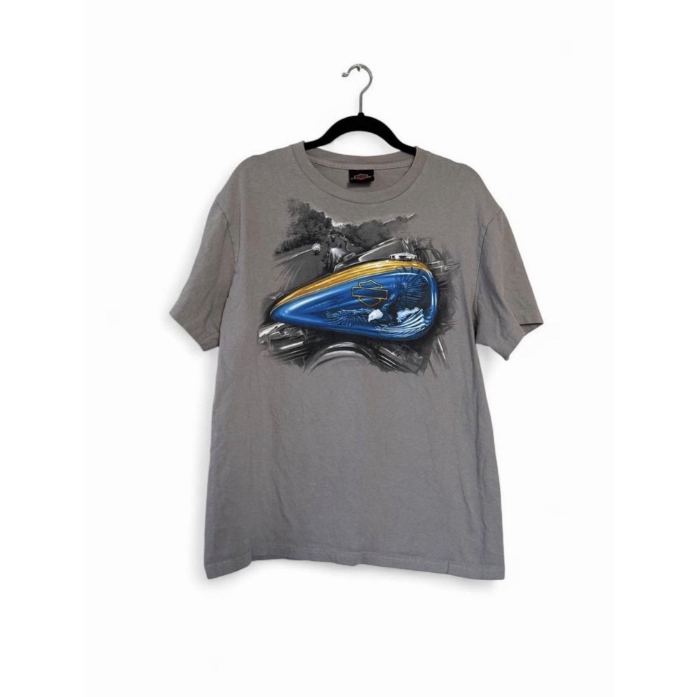 Vintage Harley-Davidson Bull Run Manassas VA Gray Double-Sided Graphic Tee L